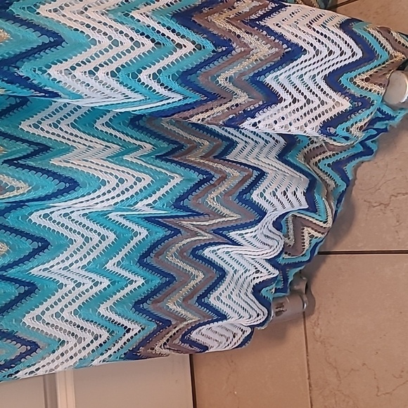 Minuet Blue Chevron Crochet Lace Maxi Dress size S - Picture 4 of 9